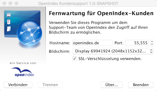 OpenIndex Support Tool unter macOS